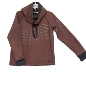 Under Armour Threadborne Womens Sz S Sweatshirt Burgundy Striped Hoodie Gorpcore